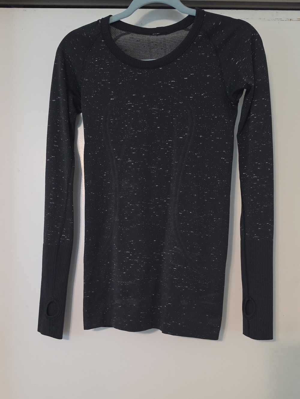 lululemon athletica Black Speckled Long Sleeve Seamless Top